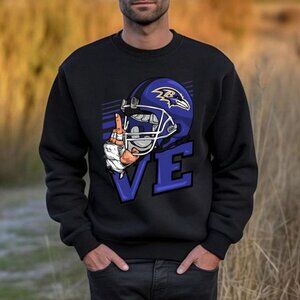 Love Sign Baltimore Ravens Sweatshirt Retro NFL Crewneck Vintage Football Fan 05